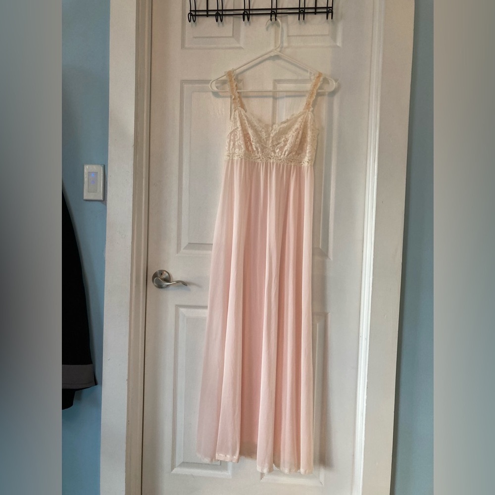 Pale Pink Vintage Slip Dress Nightgown Full Length Lingerie